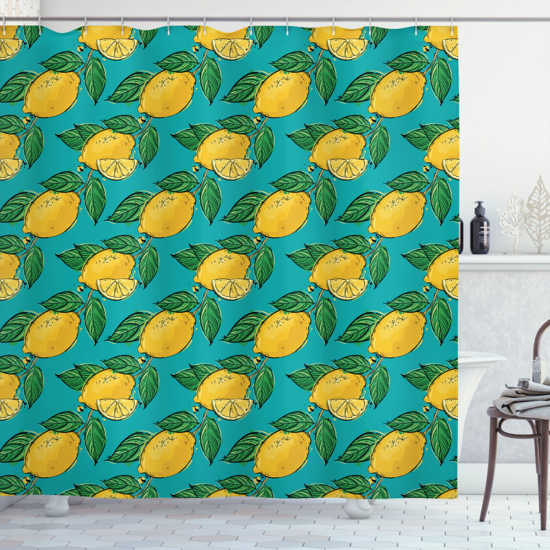 Hand Drawn Style Lemons Shower Curtain