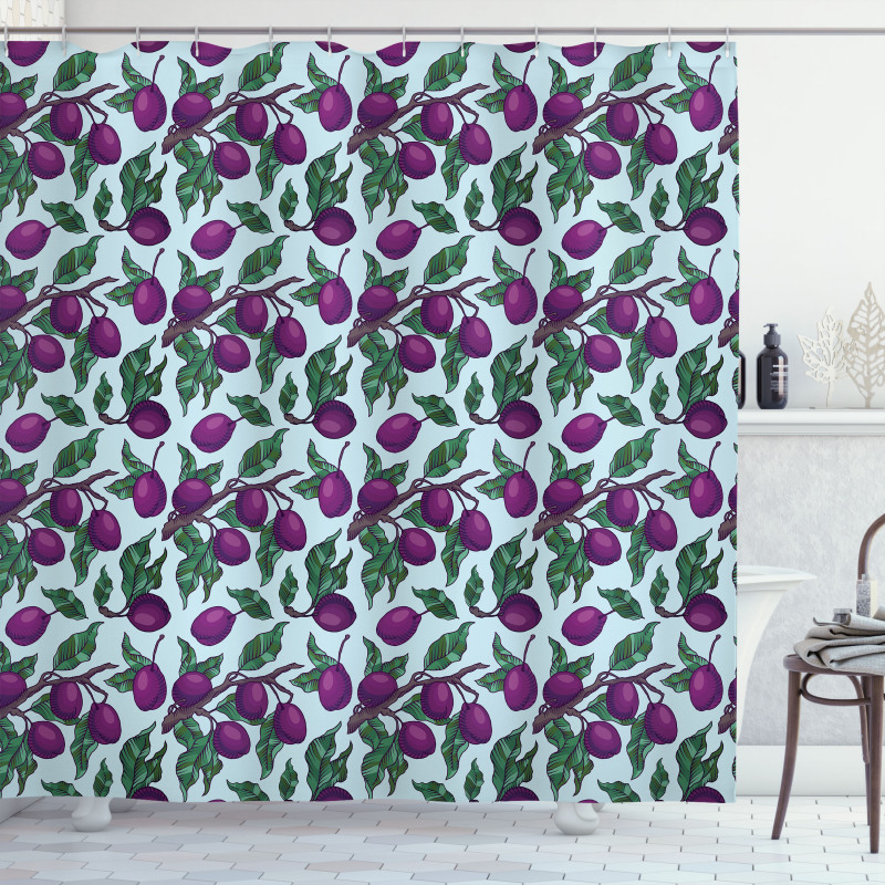 Branches of Plum Fruit Shower Curtain
