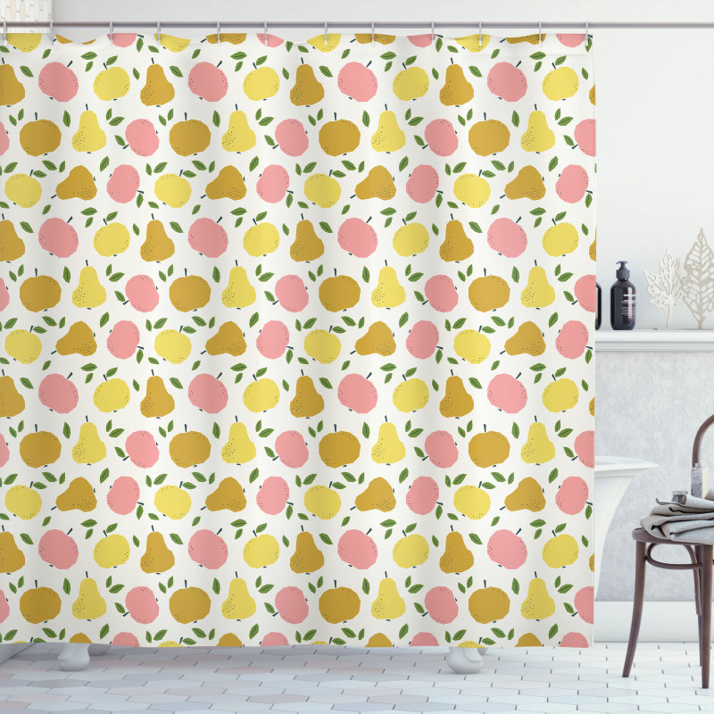 Pastel Graphic Apple Pear Shower Curtain