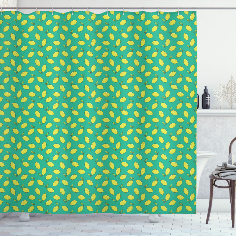 Yellow Lemon with Leaf Shower Curtain