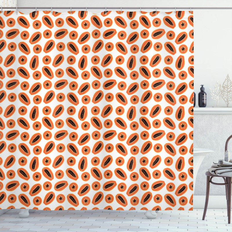 Tropical Papaya Seeds Shower Curtain