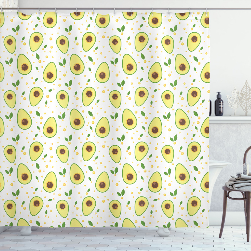 Graphic Avocado Pattern Shower Curtain