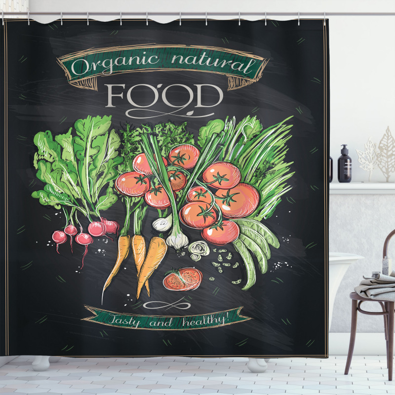 Chalkboard Organic Food Shower Curtain