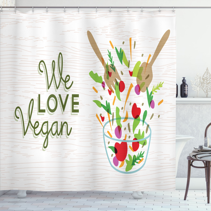 We Love Vegan Food Salad Shower Curtain