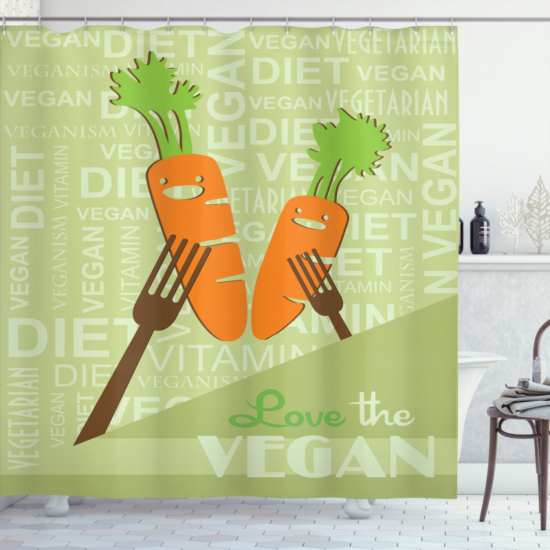 Smiling Carrot Love Vegan Shower Curtain