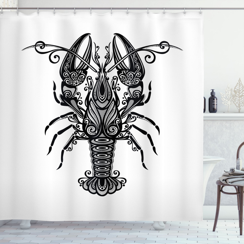 Curvy Ornament Lobster Shower Curtain