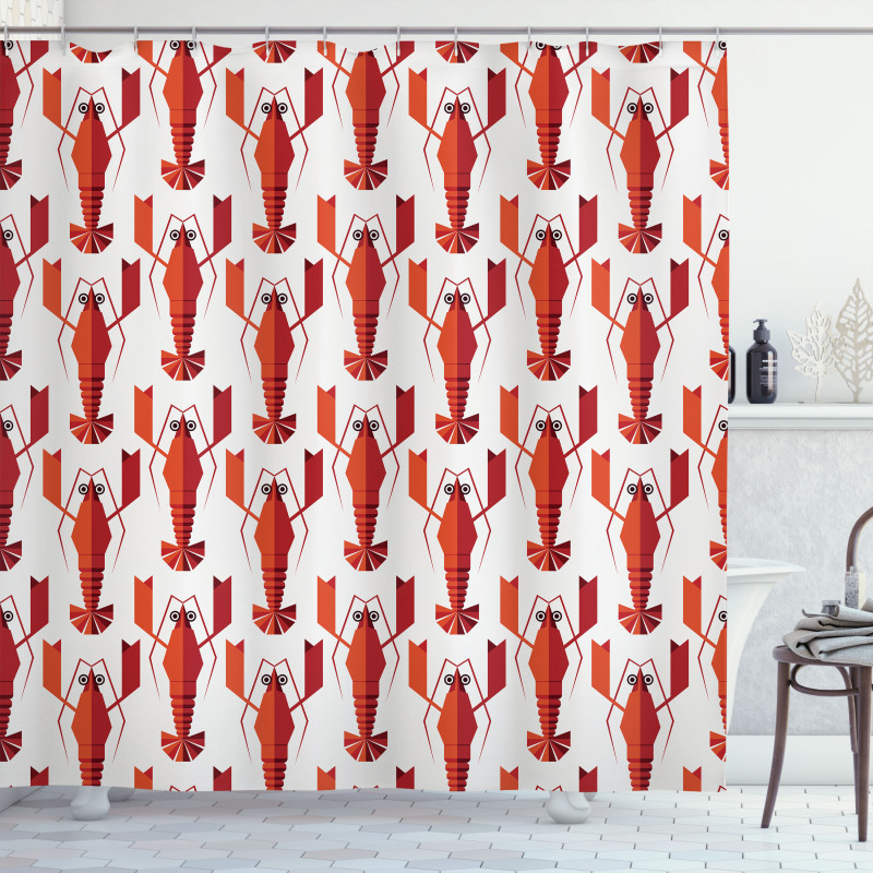 Geometric Lobsters Graphic Shower Curtain