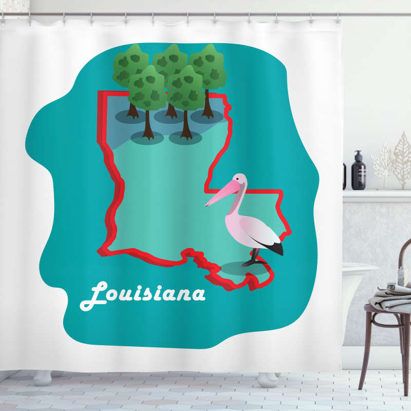 State Map with Bird Shower Curtain
