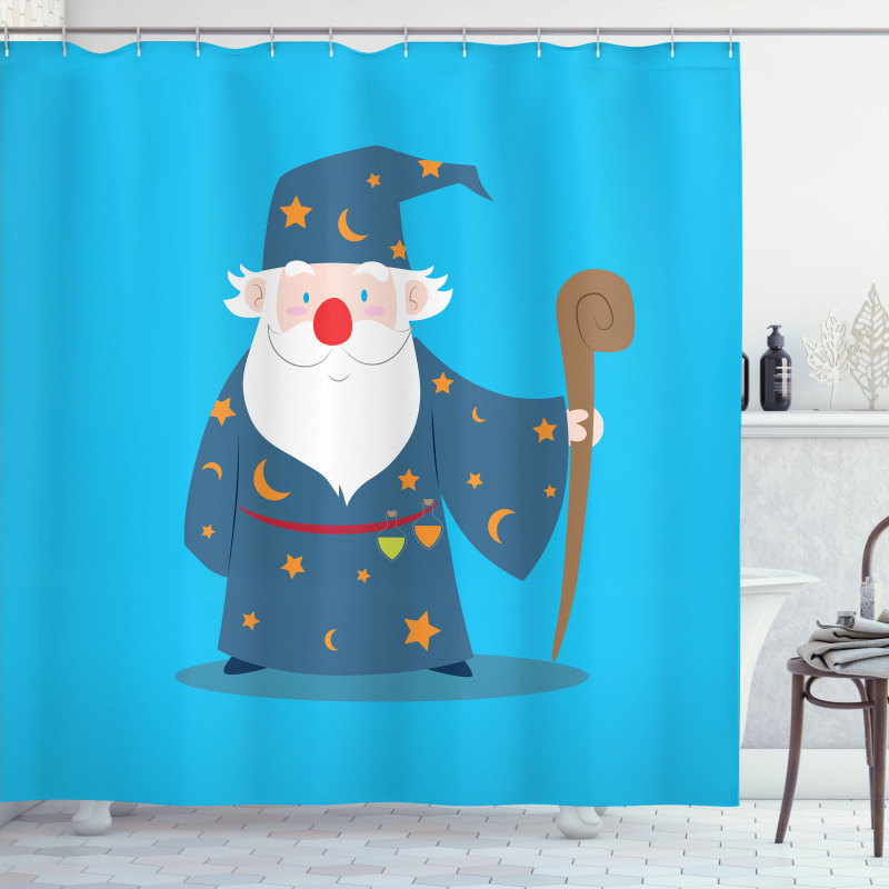 Old Man with Magic Staff Shower Curtain