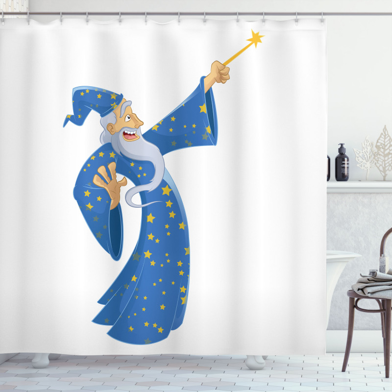 Old Man Abracadabra Shower Curtain