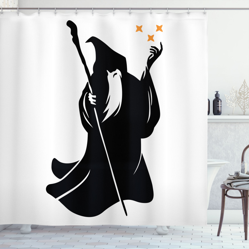 Grey Druid Holding Stars Shower Curtain