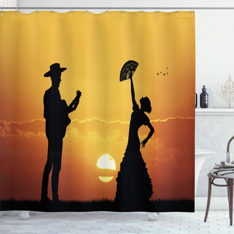 Flamenco Dancer Guitar Shower Curtain