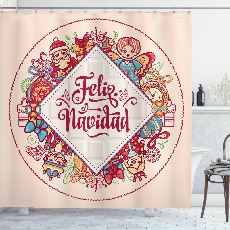 Feliz Navidad Christmas Shower Curtain