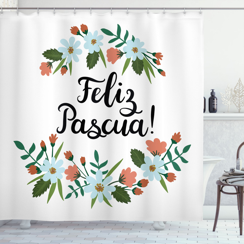 Feliz Pascua Easter Shower Curtain