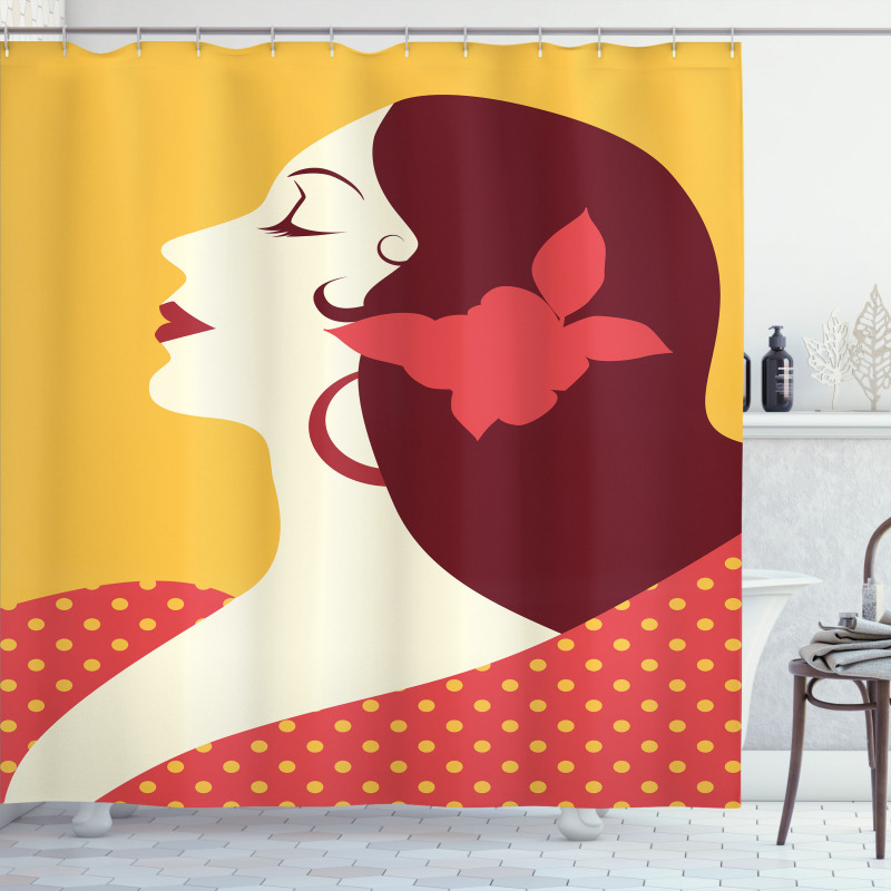 Retro Flamenco Woman Shower Curtain