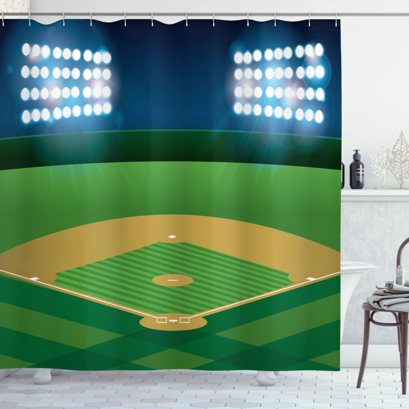 Cartoonish Field Stadium Shower Curtain