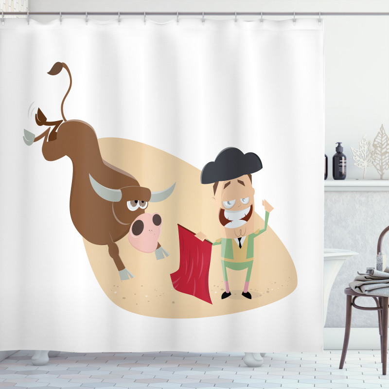 Cartoon Matador Bull Shower Curtain