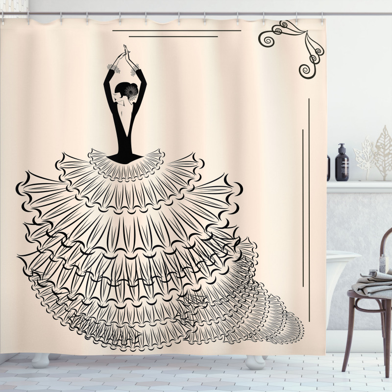 Back View Flamenco Lady Shower Curtain