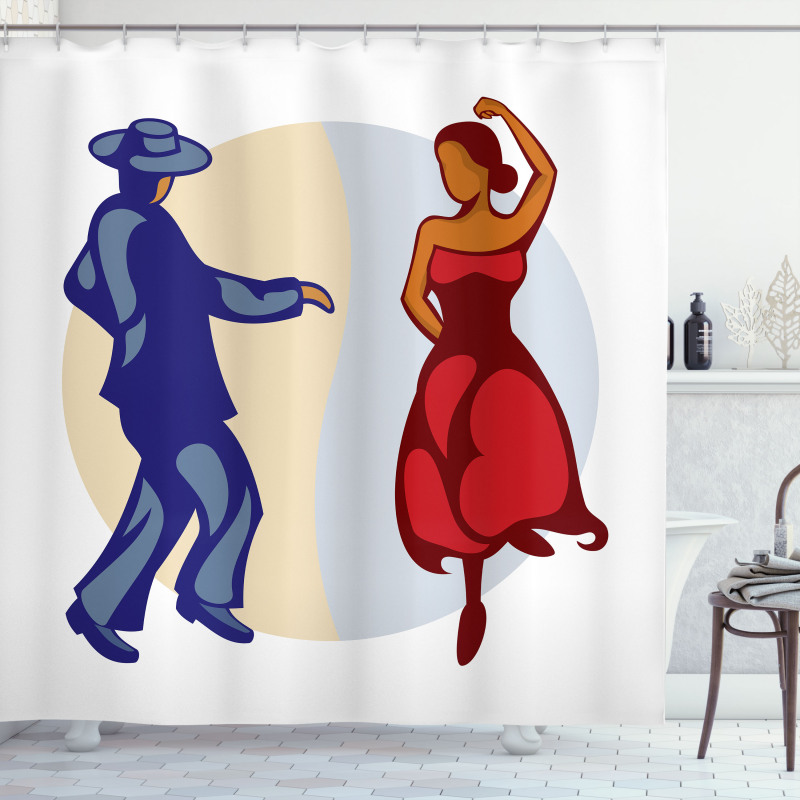 Funky Dancer Couple Shower Curtain