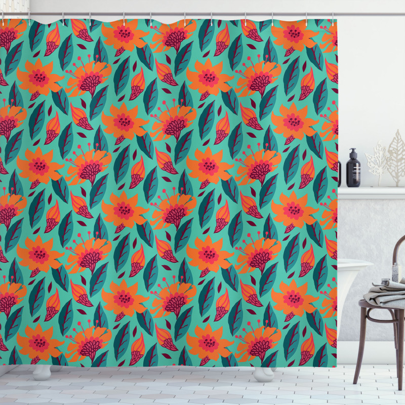 Vibrant Floral Art Shower Curtain