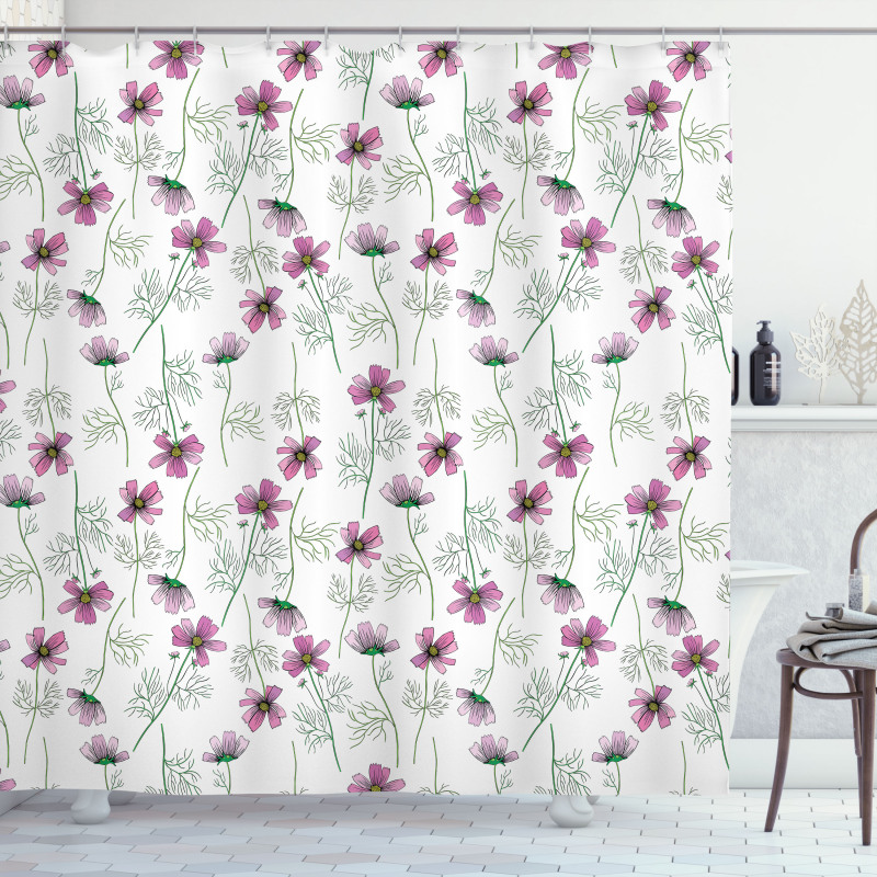 Cosmos Flowers in Pink Shower Curtain
