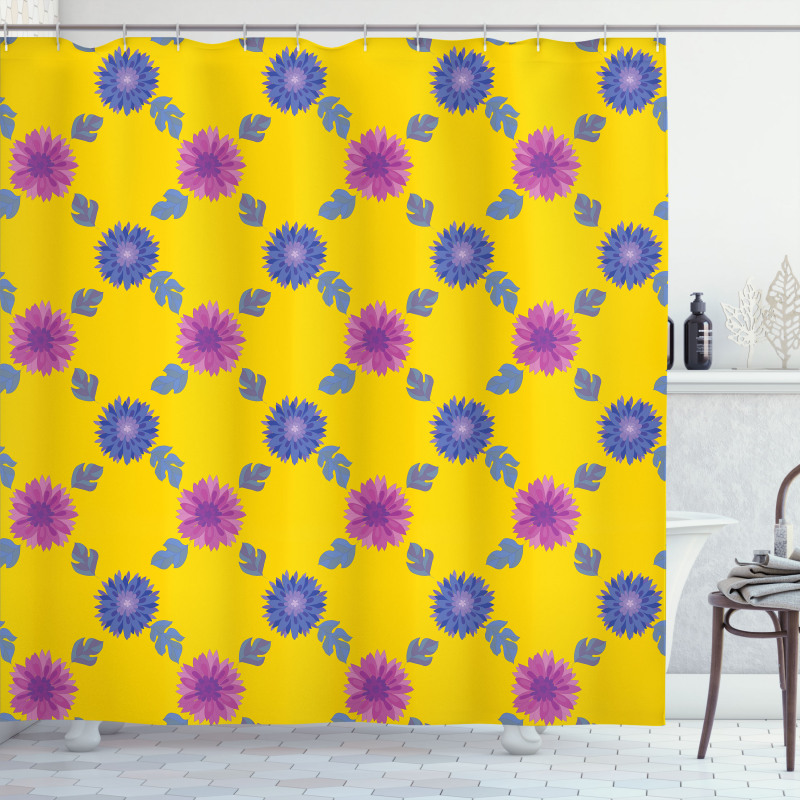 Mosaic Flower Pattern Shower Curtain