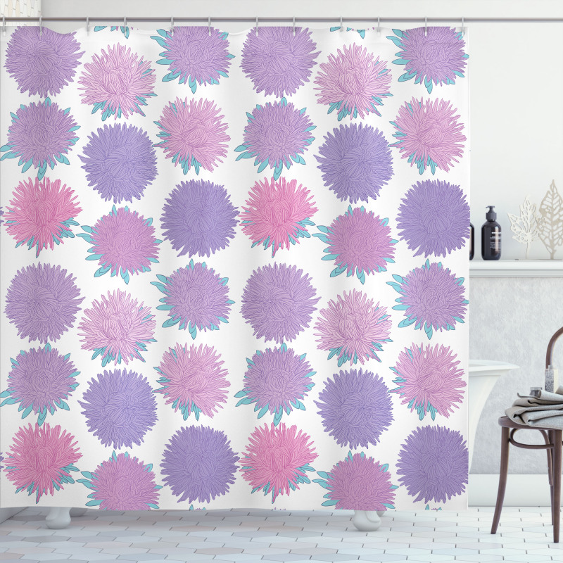 Detailed Flower Pattern Shower Curtain