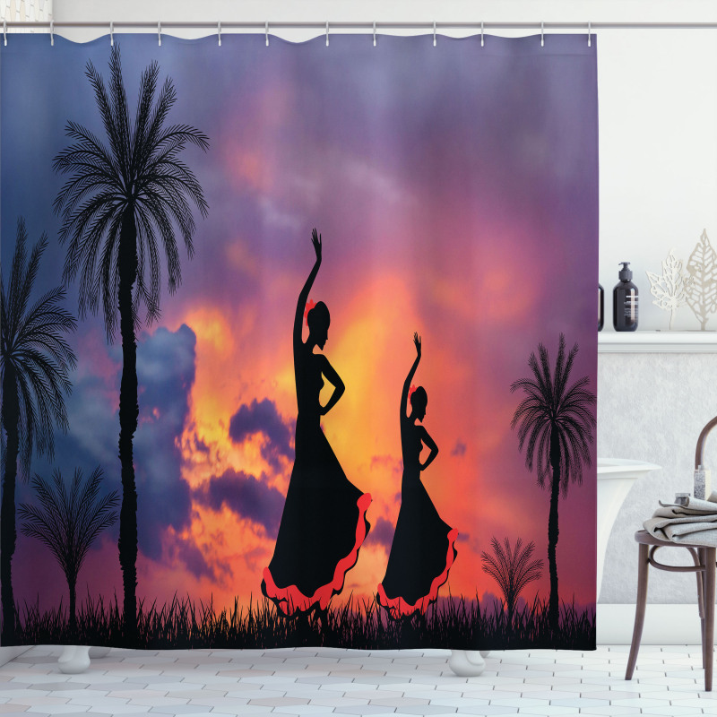 Girls Dancing Flamenco Shower Curtain
