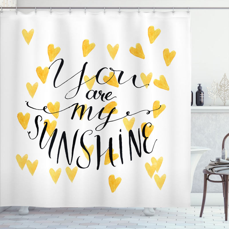 Hearts and Words Shower Curtain