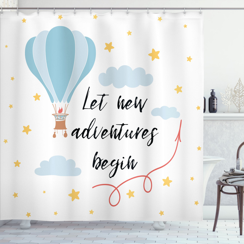 Air Balloon Sky Words Shower Curtain