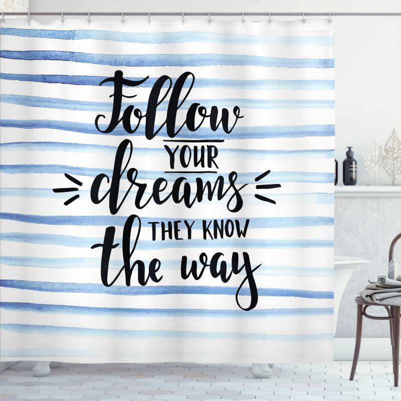 Calligraphy on Stripe Shower Curtain