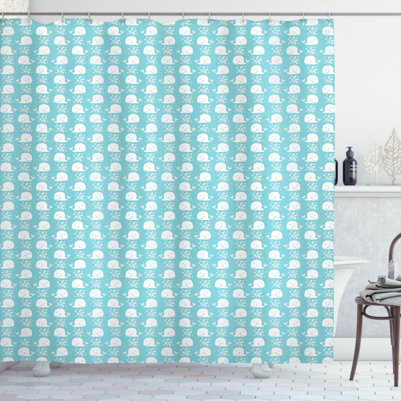 Waves and Whales Shower Curtain