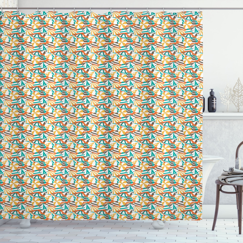 Summer Crowded Beach Shower Curtain