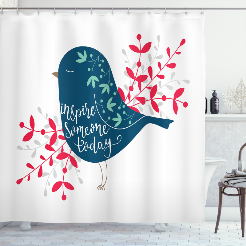 Sparrow with Foliage Shower Curtain