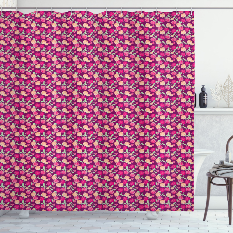 Blossoming Romantic Flowers Shower Curtain