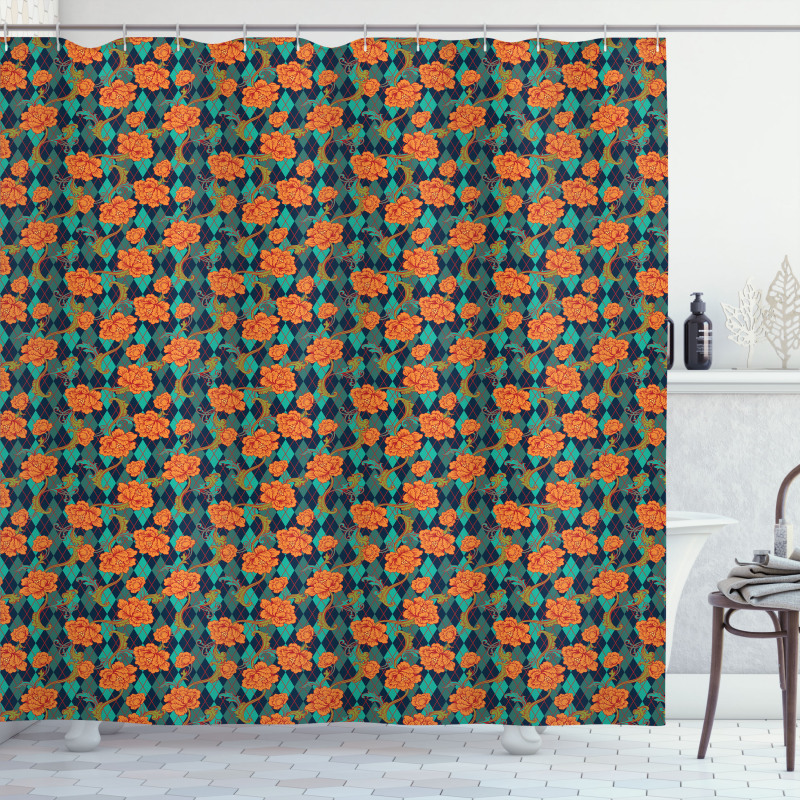 Baroque Style Blossoms Shower Curtain