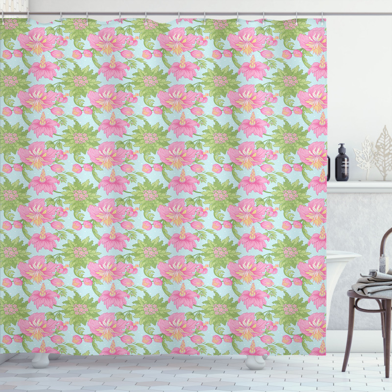 Tropical Hibiscus Blossom Shower Curtain