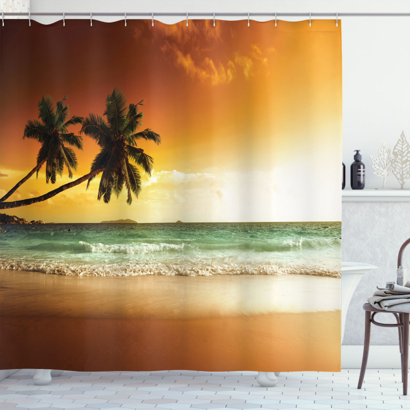 Palm Tree Exotic Beach Shower Curtain