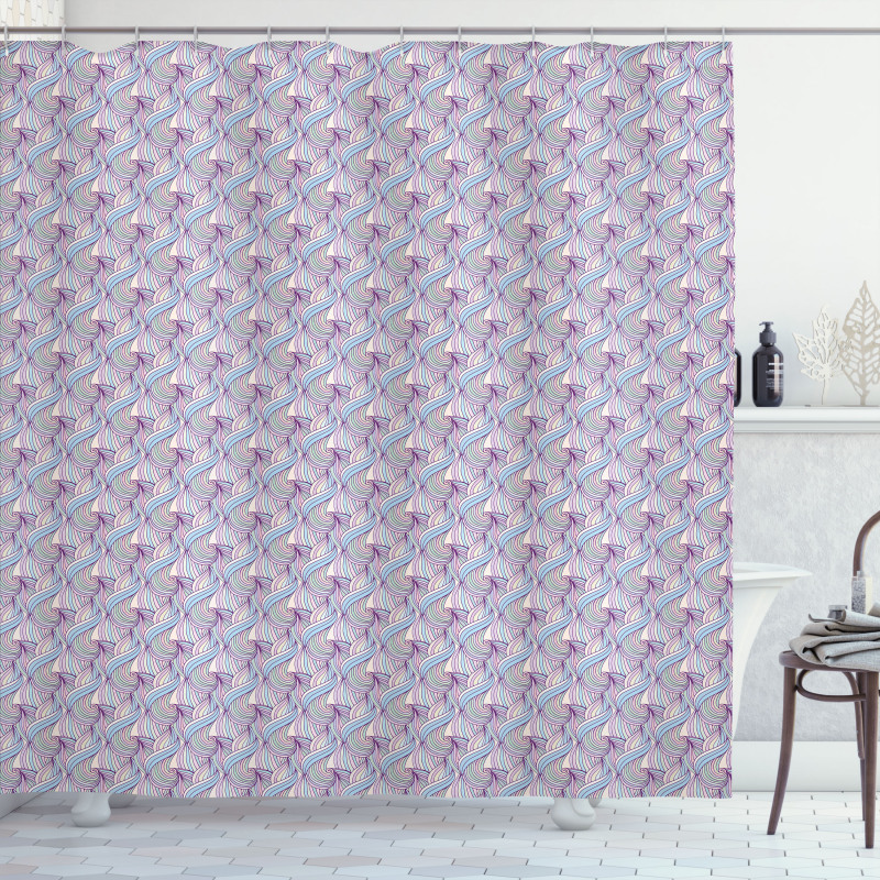 Pastel Tone Doodle Waves Shower Curtain