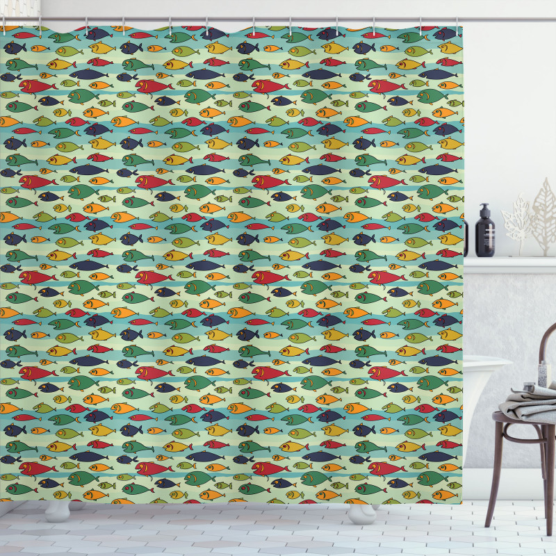 Hungry Piranhas in Ocean Shower Curtain