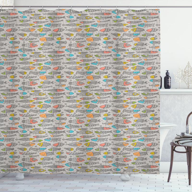 Doodle Underwater Creature Shower Curtain