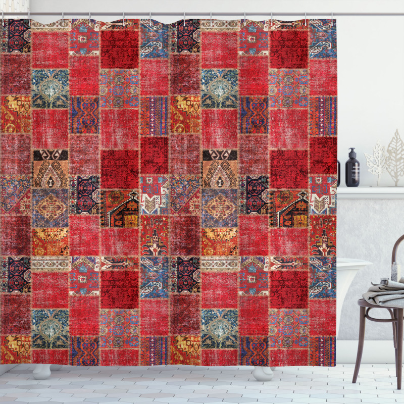 Ethnic Ornamental Squares Shower Curtain