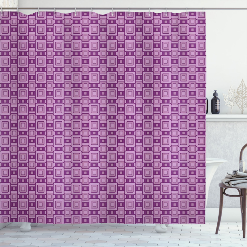 Retro Geometric Tile Shower Curtain