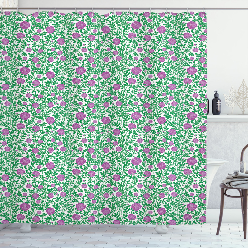 Intertwined Stems Buds Shower Curtain