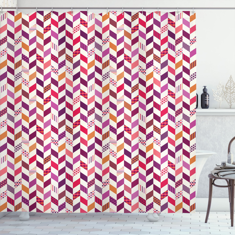 Colorful Herringbone Shower Curtain