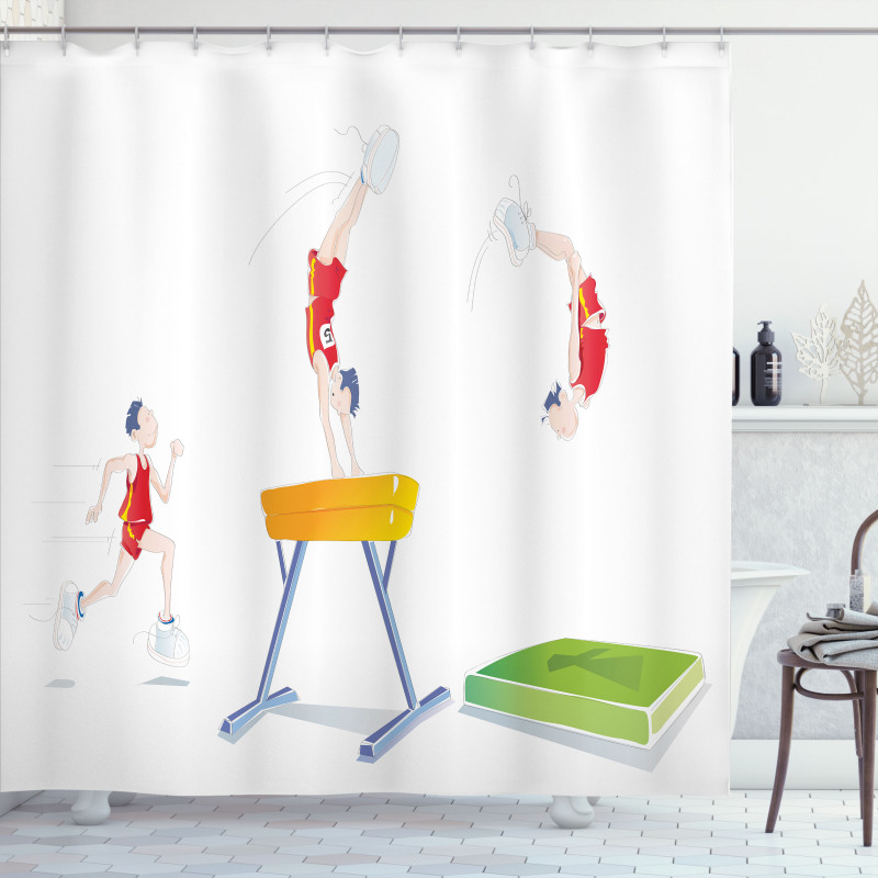 Man and Pommel Horse Shower Curtain