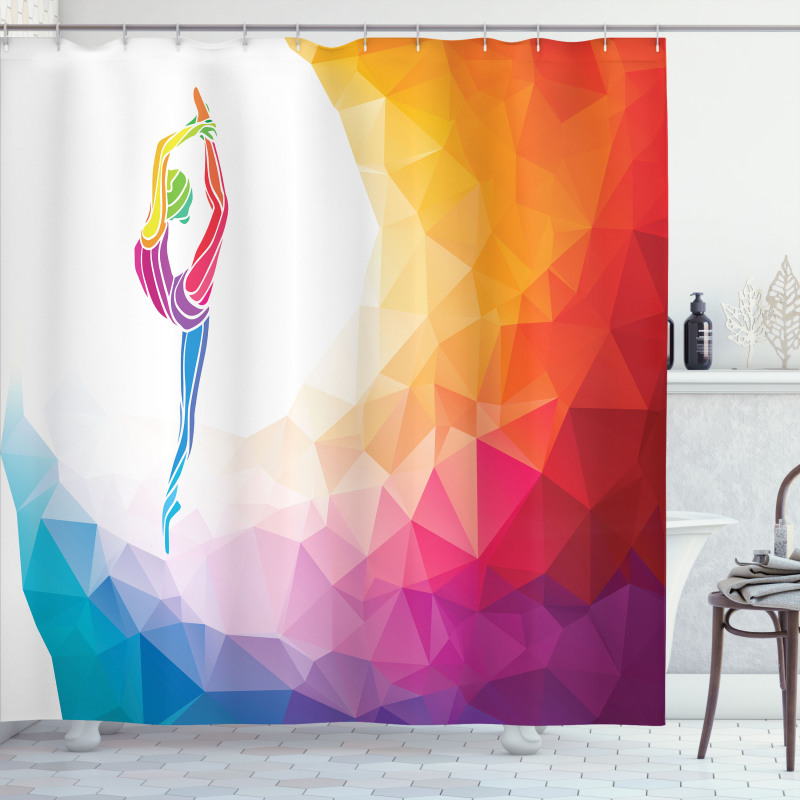 Polygonal Girl Motif Shower Curtain