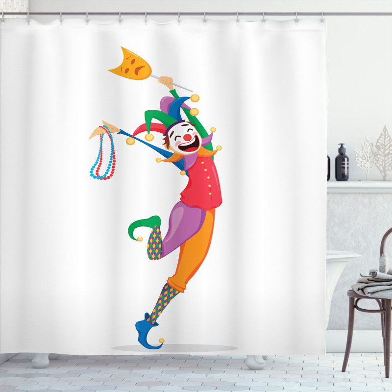 Jester with a Mask Shower Curtain