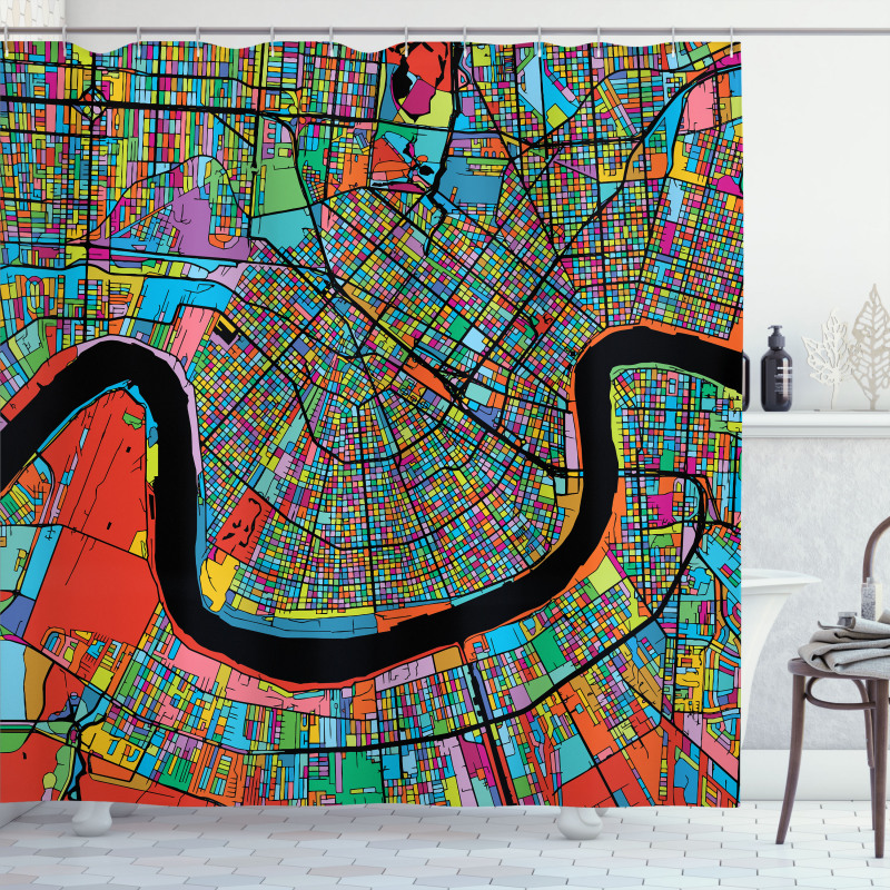 Colorful City Map Shower Curtain