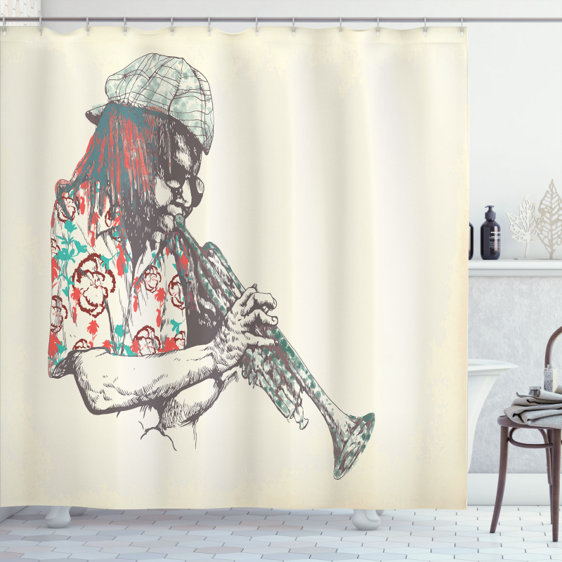 Hand Drawn Player Shower Curtain